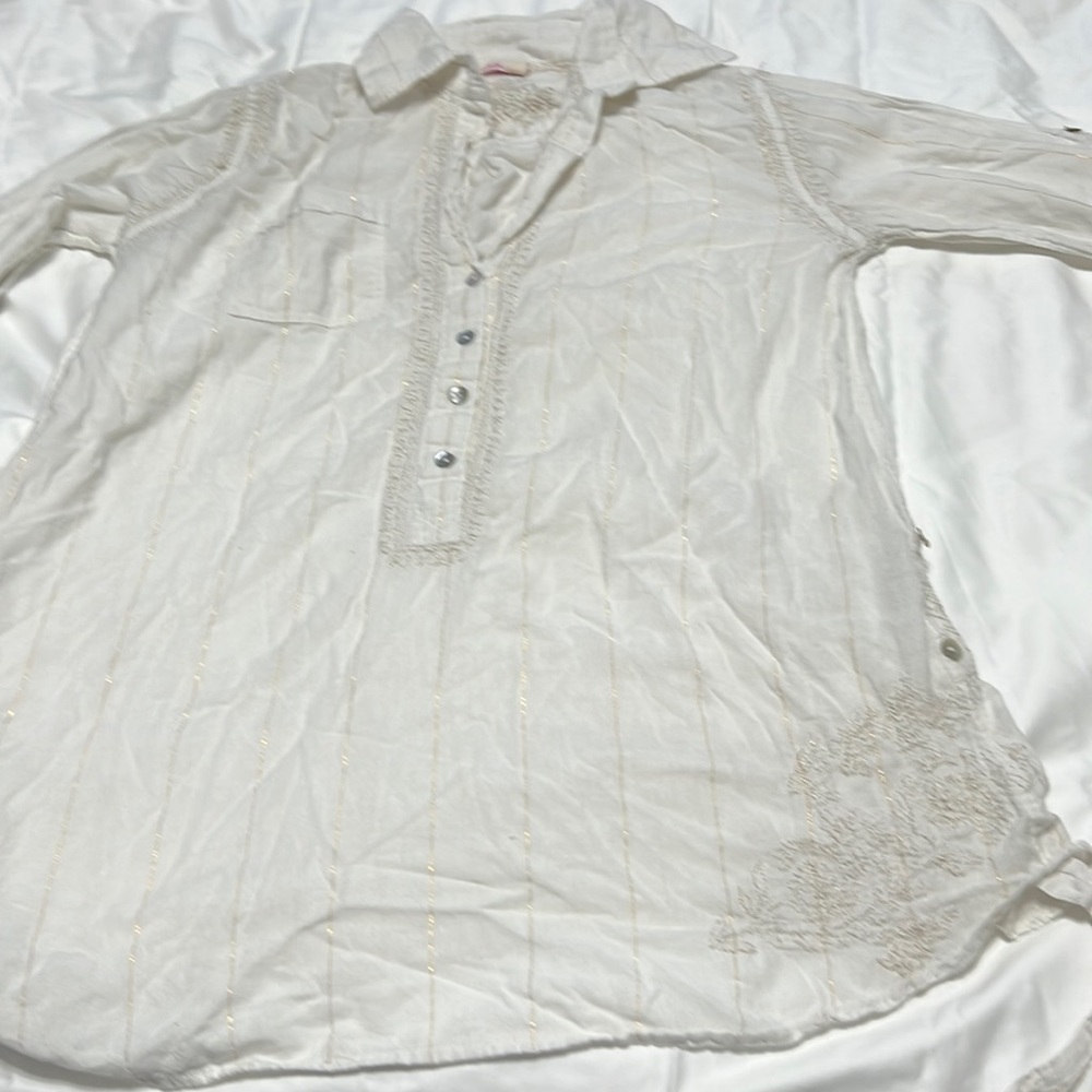 Fresh Produce XS/S White and Gold blouse